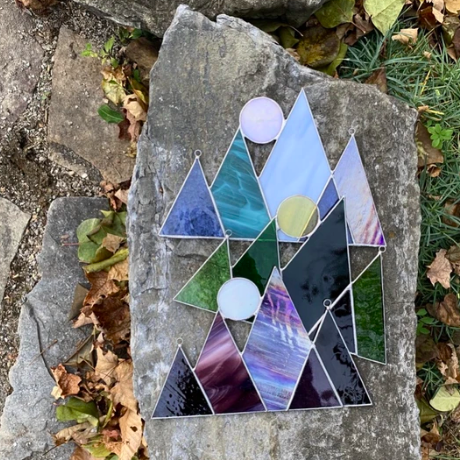 Stained Glass Mountains & Full Moon Sun Catcher