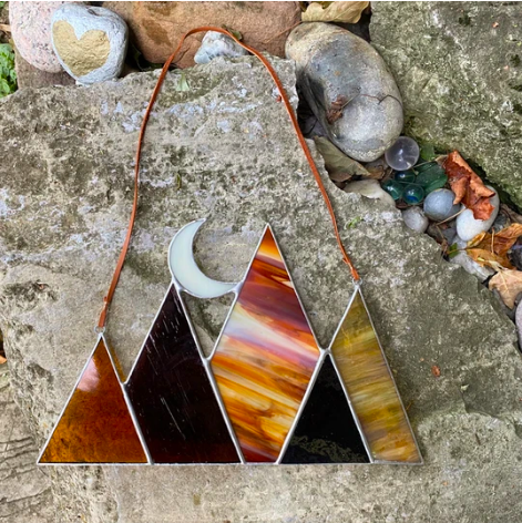 Stained Glass Mountains & Full Moon Sun Catcher