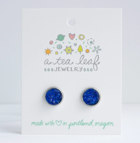 Royal Blue Druzy Crystal Earrings