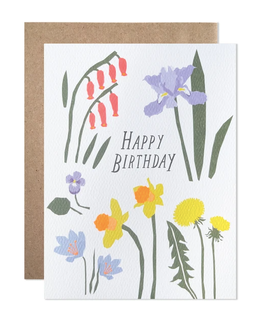 Happy Birthday Spring Flowers Card