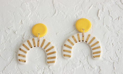 Sunburst Arch Ceramic Statement Earrings