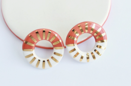 Sunburst Oversized Ceramic Stud Earrings