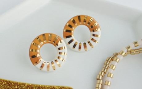 Sunburst Oversized Ceramic Stud Earrings