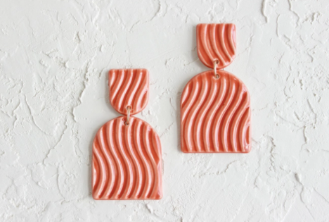 Wavy Double Arch Ceramic Statement Earrings