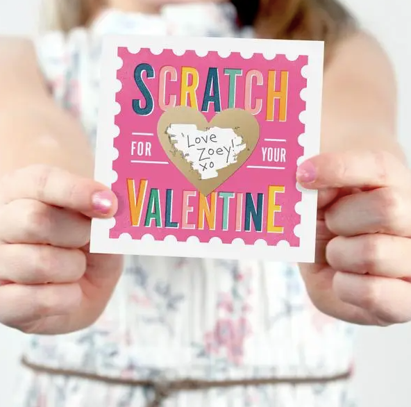 Scratch Off Stamp Valentines Pink 18 Pack