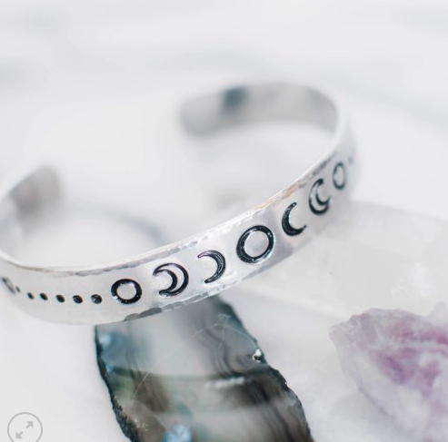 Aluminum Moon Phases Cuff Bracelet