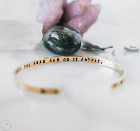 Feel the Fear and Do it Anyway // Skinny Brass Cuff Bracelet
