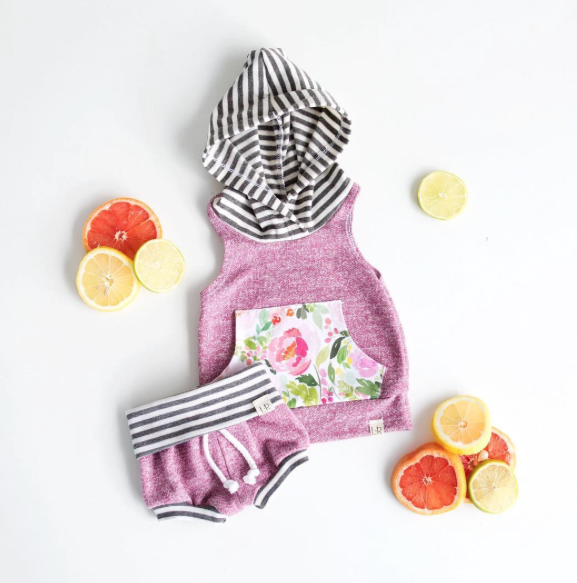 Plum and Grey Stripe Beach Shorties