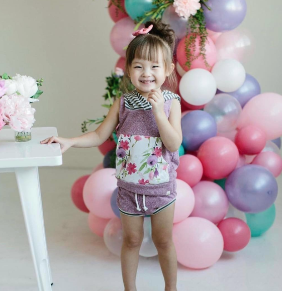 Plum and Grey Stripe Beach Shorties