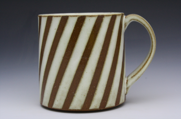 Stripe Patterned Mug - Diagonal White & Brown