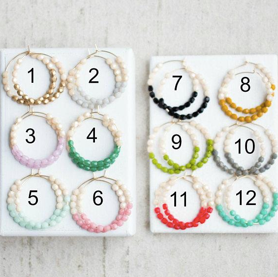 Colorful "Dipped" Beaded Hoops