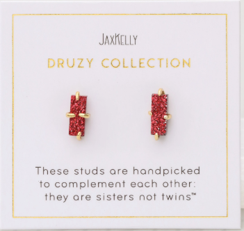 Burgundy Bar Druzy Earrings