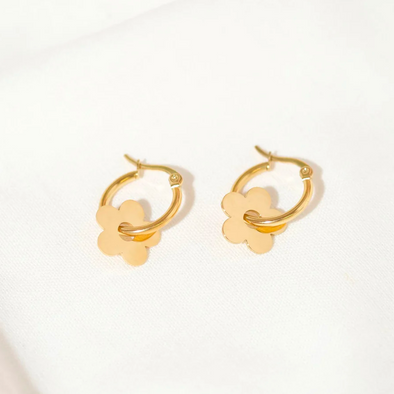 Gold Daisy Hoop Earrings
