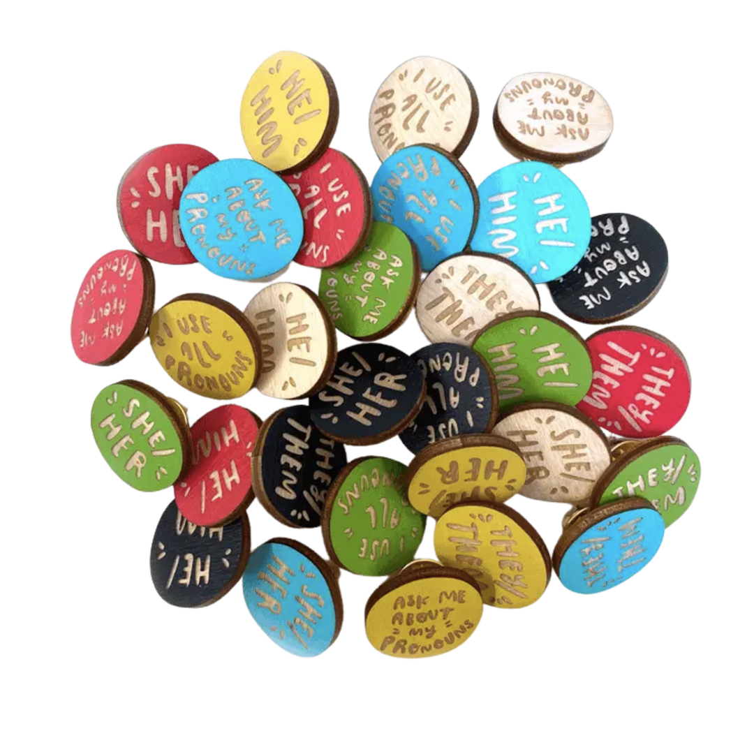 Magnetic Laser-engraved Pronoun Pins