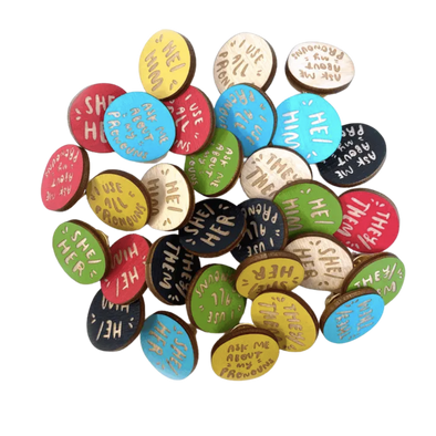 Magnetic Laser-engraved Pronoun Pins