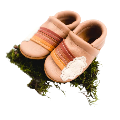 Rainbow on Oat Leather Baby Shoes