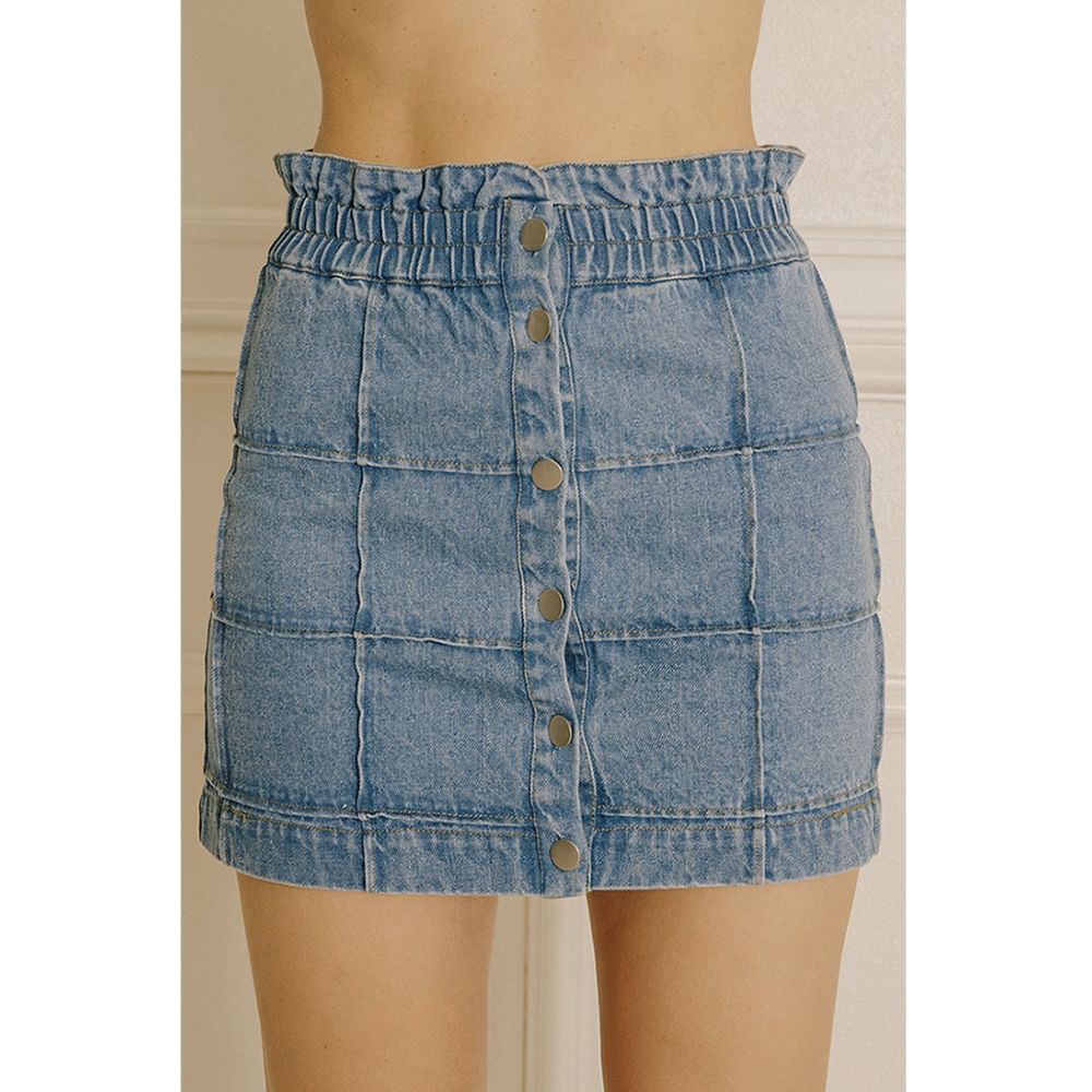 Square Denim Mini Skirt