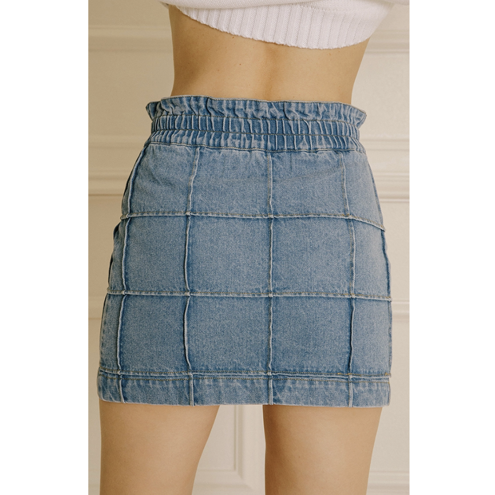 Square Denim Mini Skirt