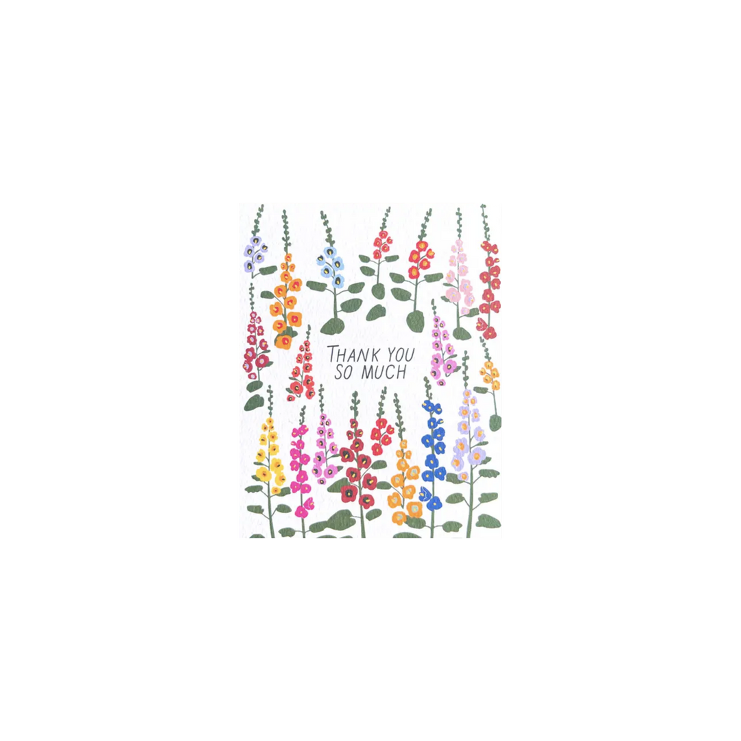 Thank You Hollyhocks Greeting Card