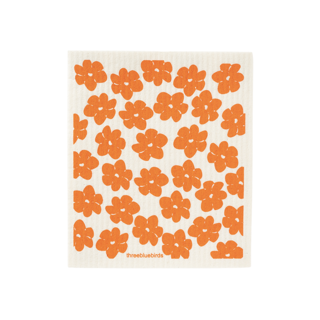 California Orange Poppies Swedish Dishcloth