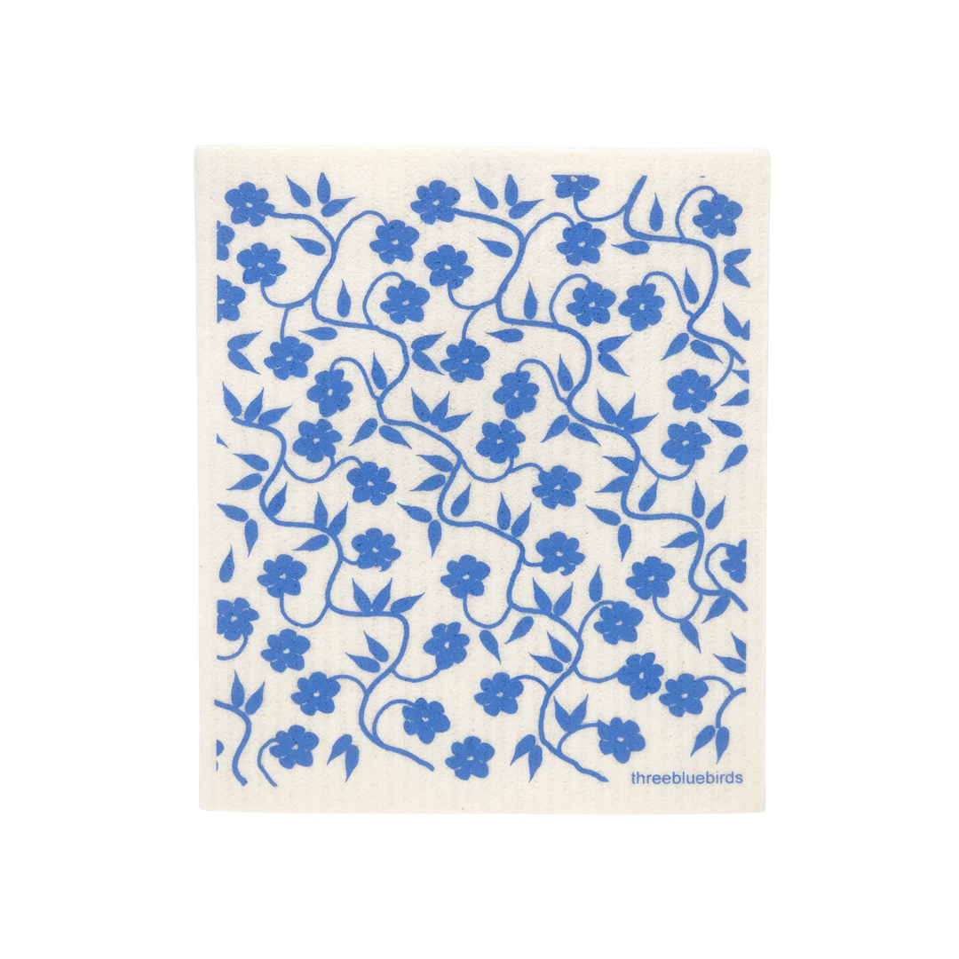 Periwinkle Vines Swedish Dishcloth