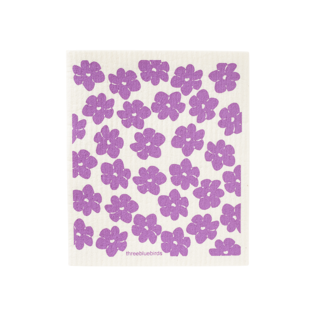 Purple Poppies Swedish Dishcloth