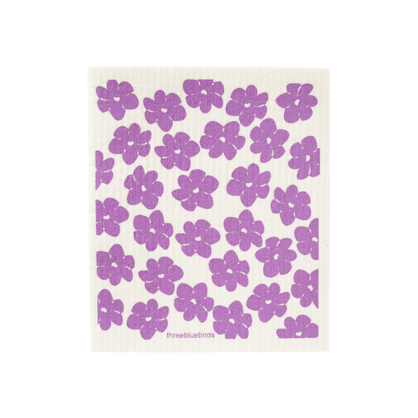 Purple Poppies Swedish Dishcloth