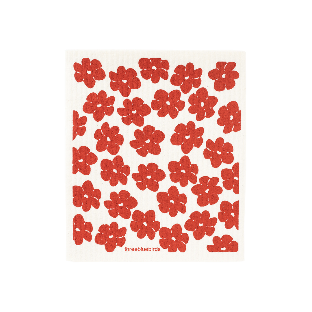 Red Poppies Swedish Dishcloth