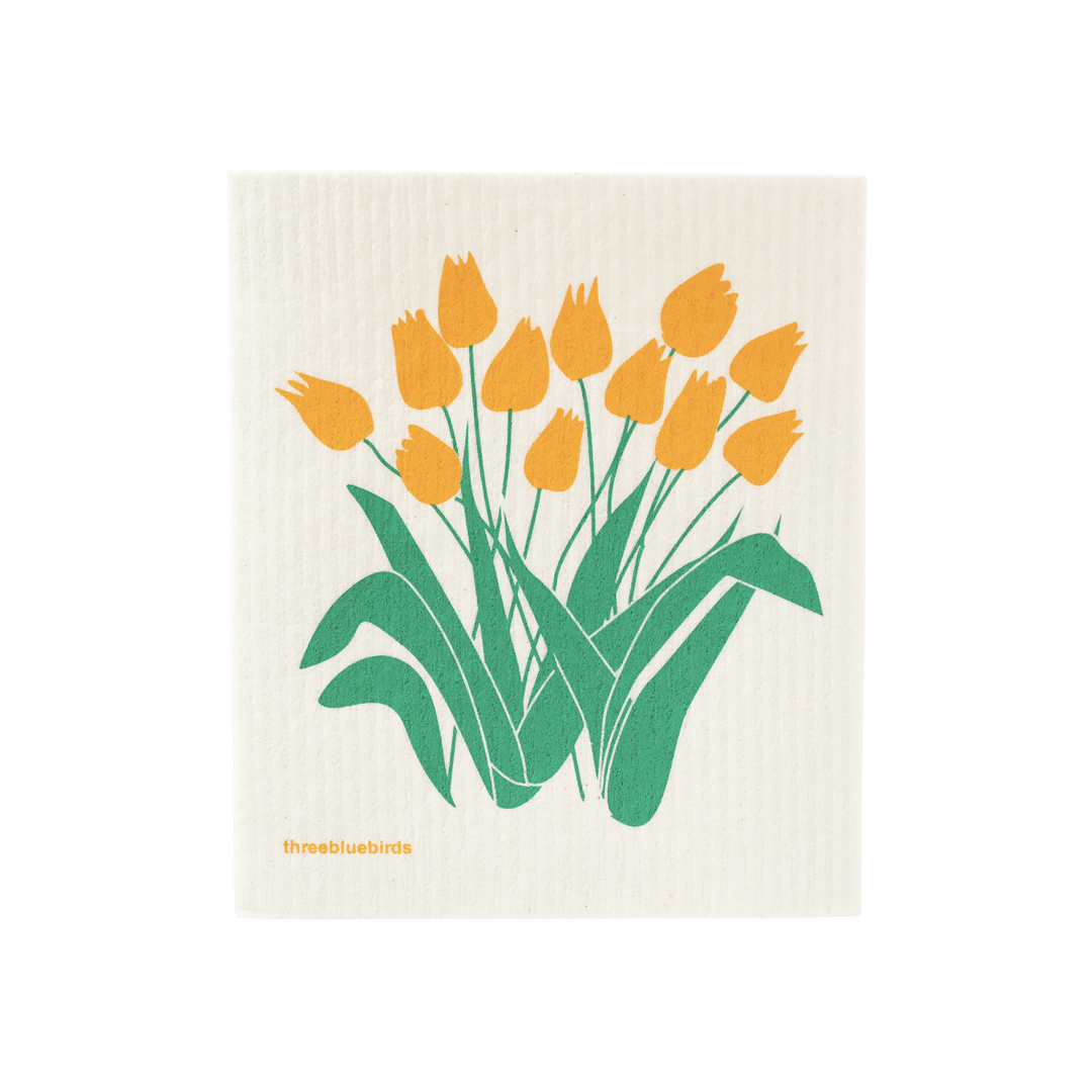 Yellow Tulips Swedish Dishcloth