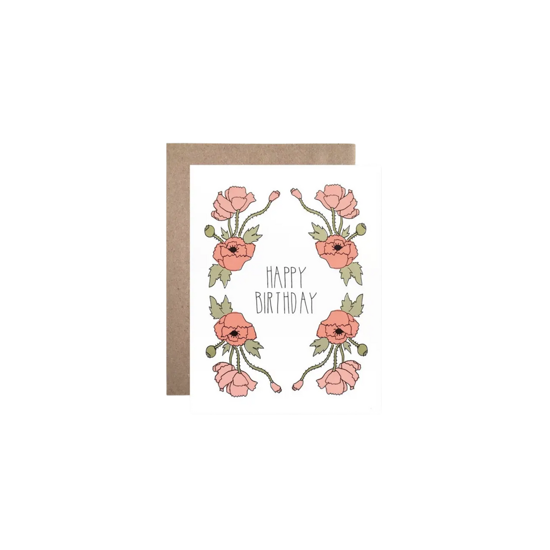Birthday Poppies Greeting Card