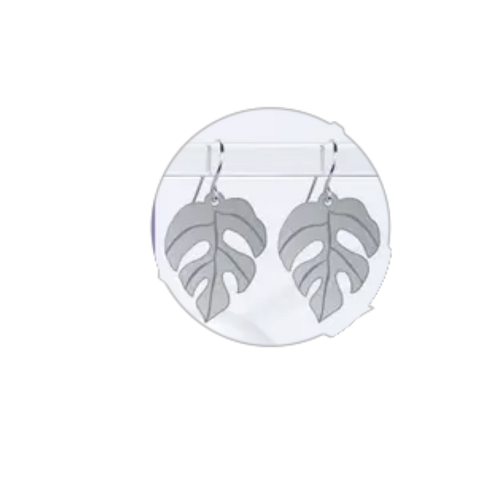 Mini Monstera Leaf Earrings | Rhaphidophora Tetrasperma Short Wires