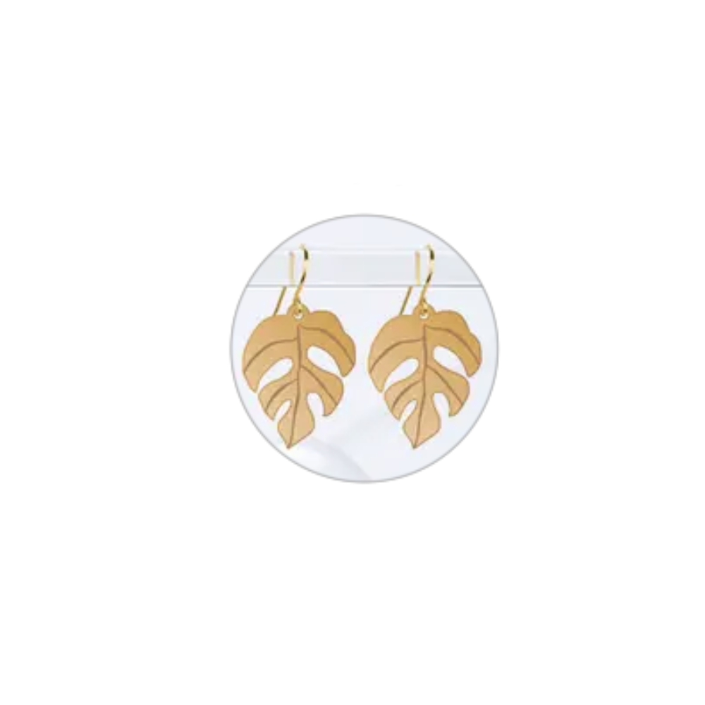 Mini Monstera Leaf Earrings | Rhaphidophora Tetrasperma Short Wires