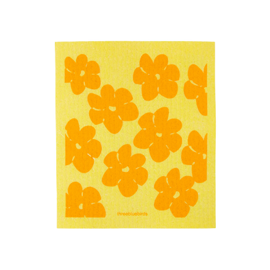 Yellow Flower Power Swedish Dishcloth
