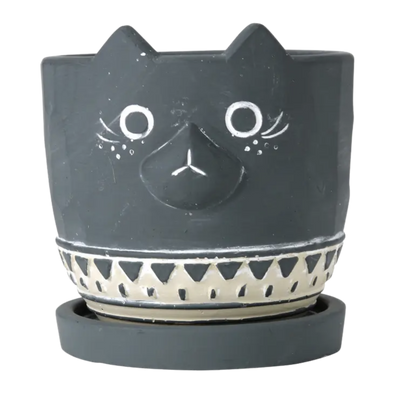 Animal Cement Planter Black Cat