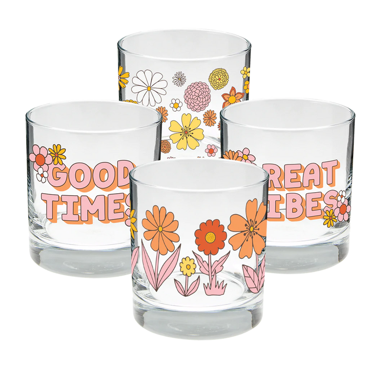 Flower Power Individual Rocks Glasses