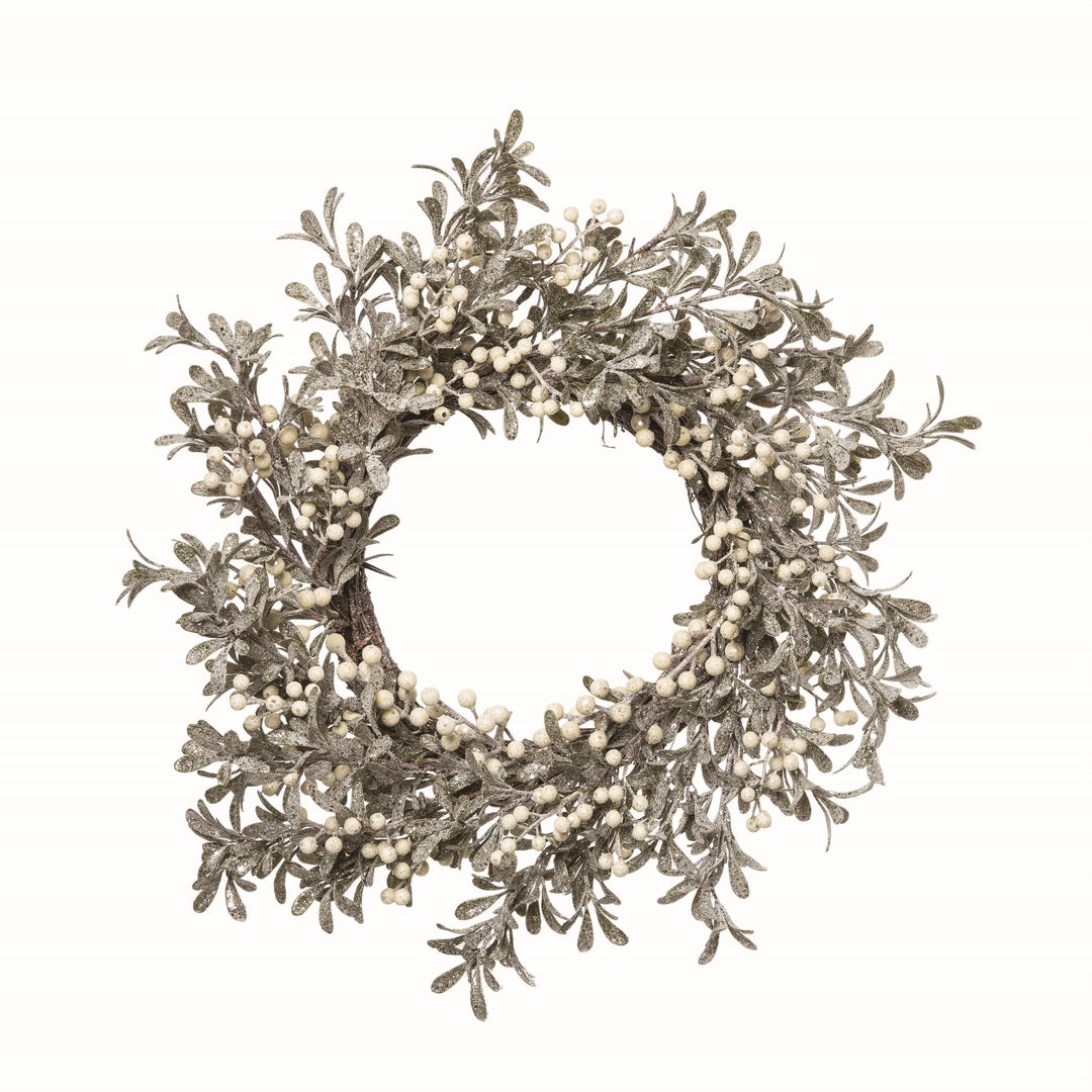 White Snow Leaves and White Berry Wreath
