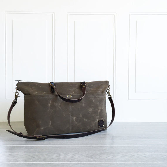 Waxed Canvas Carry On Crossbody Bag