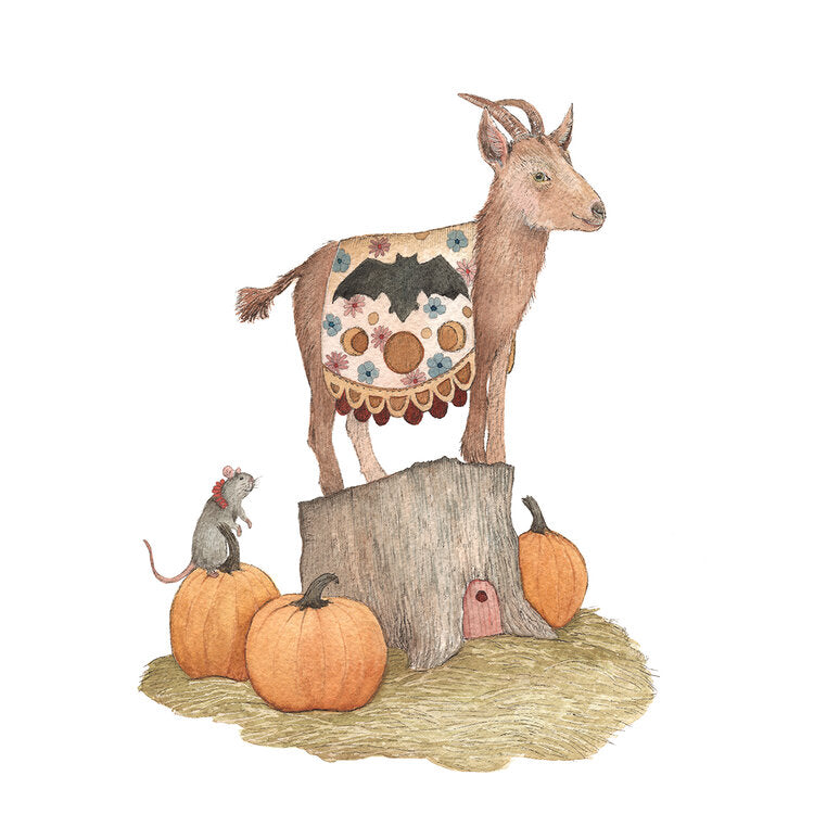 Woodland Garden: Atticus And The Pumpkins - Art Print