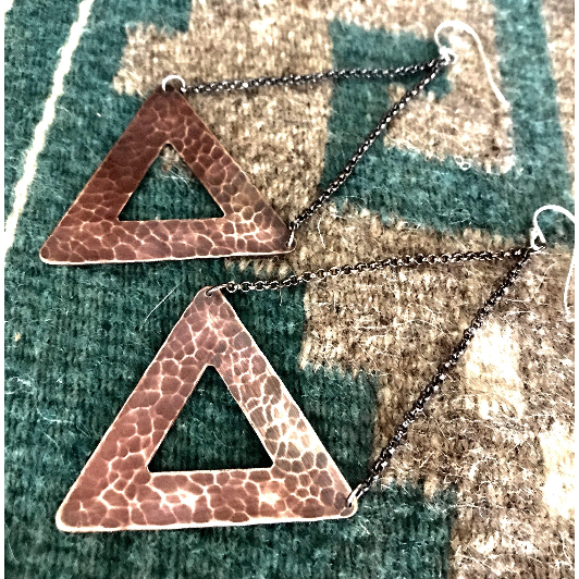 Brass Open Triangle Earrings