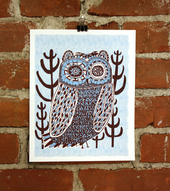 Night Owl Blue 8x10 Art Print