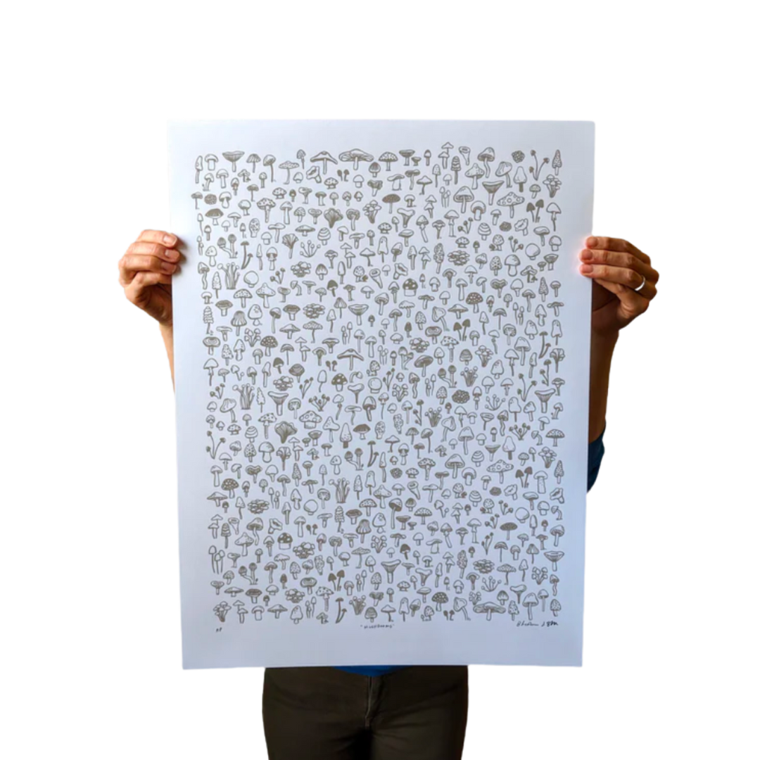 Mushrooms 18" x 24" Print - Gray