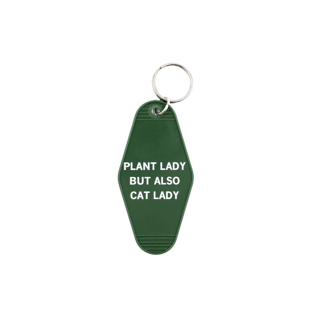 Plant Lady But Also Cat Lady Motel Style Keychain