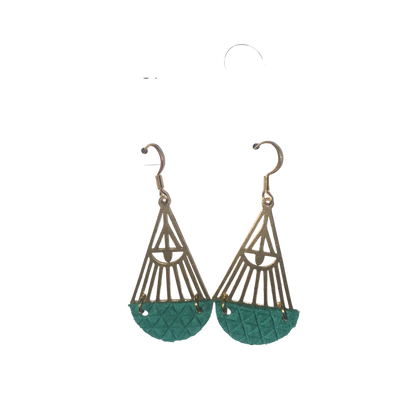 Triangle w/ Pattern Leather Earrings