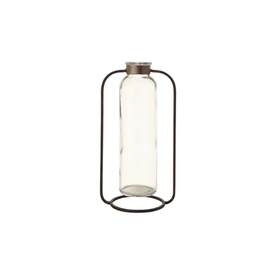 Glass Vase in Metal Stand