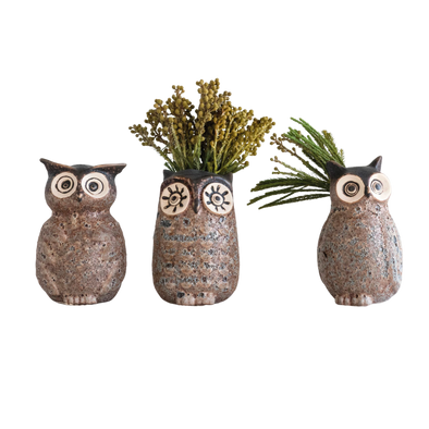 Stoneware Owl Vase