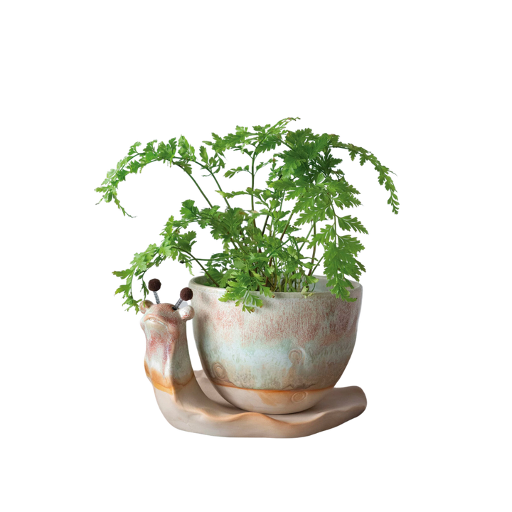 Stoneware Snail Planter
