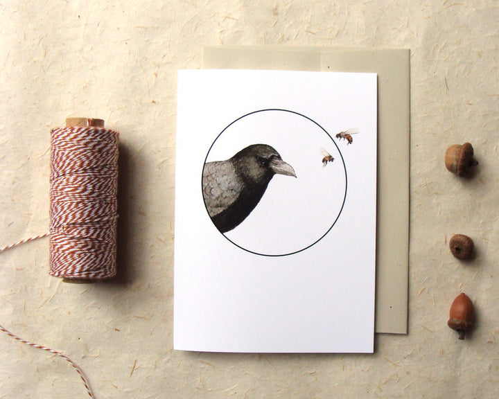 Crow and the Bees - Greeting Card
