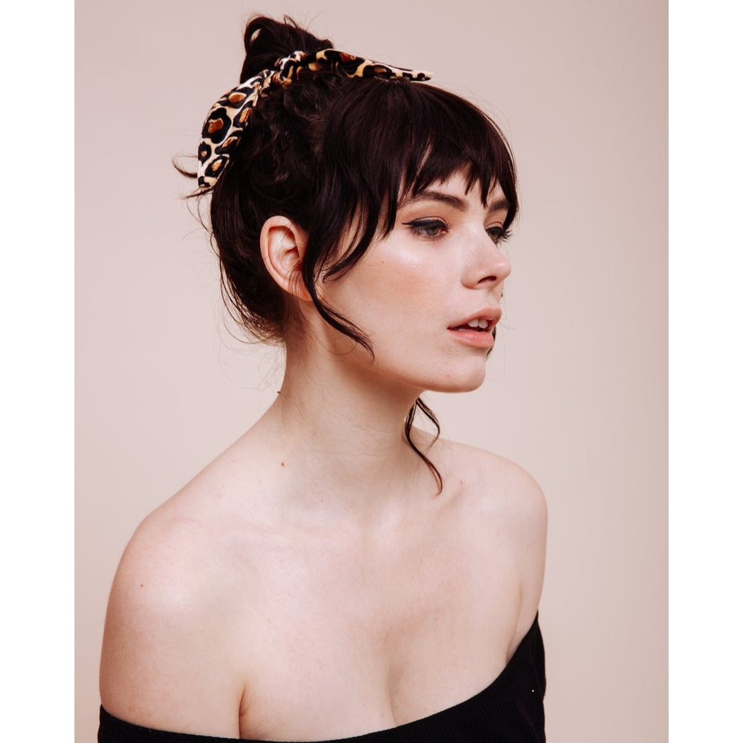 Velvet Leopard Print Scrunchie Tie