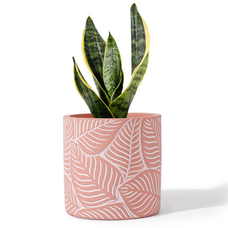 Pink Vintage Leaf Cement Pot