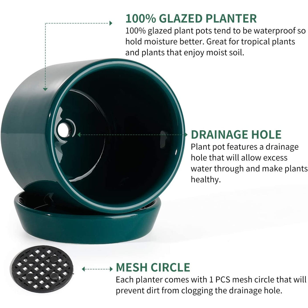 3 inch Teal Cylinder Ceramic Plant Pot Without Saucer